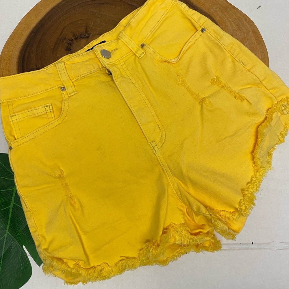 Angel Kiss High Rise Waist Yellow Denim Shorts 🩳
